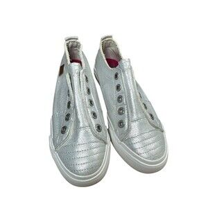 Blowfish Malibu Play Metallic Silver Slip On Sneakers Size 5 Distressed‎ Style